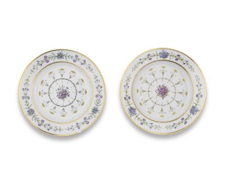 Two plates from the 'service fleurette' given by Napoleon I to M. François, former Bishop of Rennes, circa 1805Decorated with