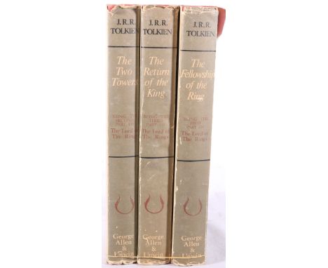 Tolkein, Lord of the Rings Trilogy. revised edition, Alan & Unwin, London, c1967 CONDITION REPORT: 1 Dust covers damaged, spl