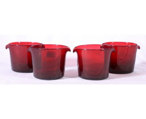 Set of four Victorian ruby glass rinsing bowls, 9.5cm