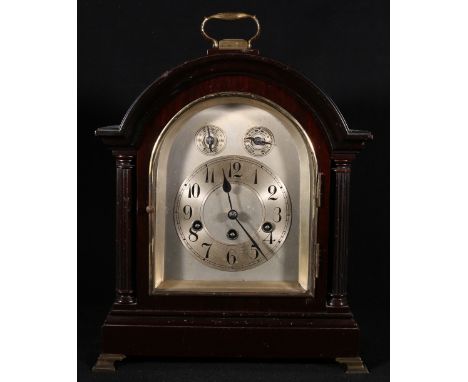 1920's Jungans mahogany bracket clock, the movement striking on five gongs, 40cm.