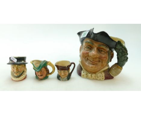 Royal Doulton large sized character jug Mine Host D6468 together with a small Beefeater,Old Charley and a similar small item 