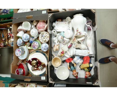 A mixed collection of items to include a Carlton Ware Rouge Royale teapot lighter, Royal Albert, Royal Doulton etc (2 trays).