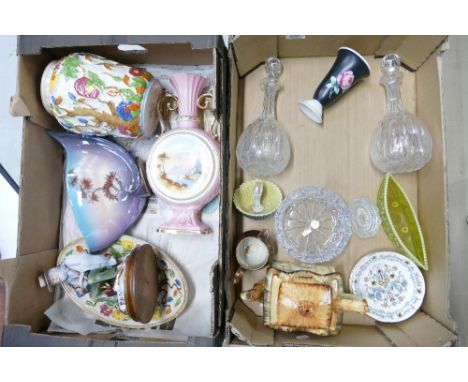 Mixed collection of items to include cottage ware teapot, early wade ashtray with Nymph riding swan, glassware together with 