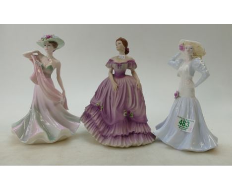 Coalport large lady figures Summer Days, Anthea and similar item in light blue dress(3)