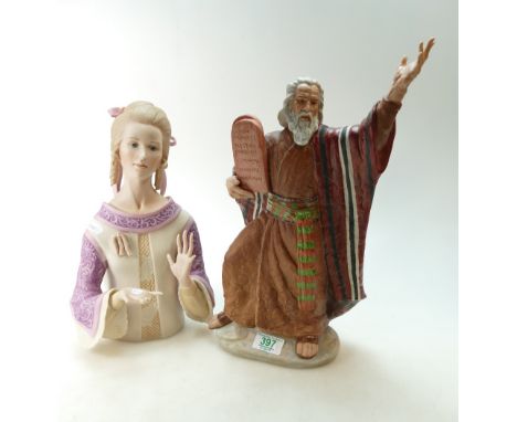 Large Goebel North American limited edition figure of Moses by Laszlo Ispanky together with a figure of a girl (damaged)