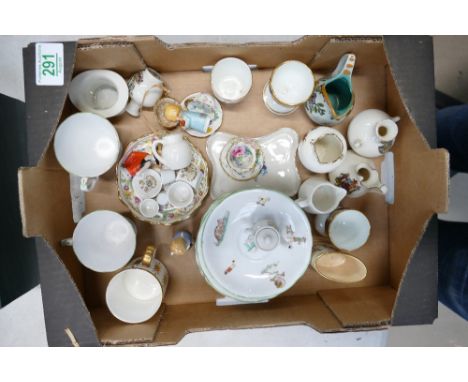 Mixed collection of items to include miniture Hammersley cups & saucers, unbranded childs part teaset, Anysley egg cups, Goeb