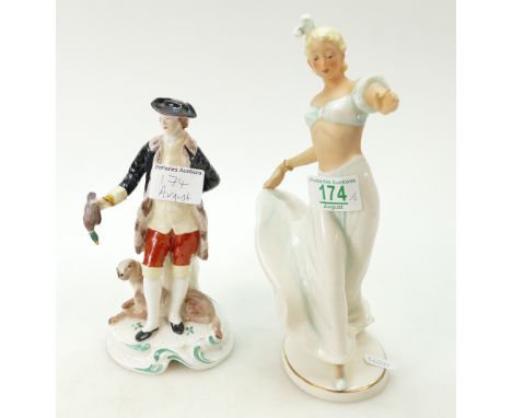 Goebel figure of a lady together with a Spode Copeland figure of 'The Sportsman' (2).