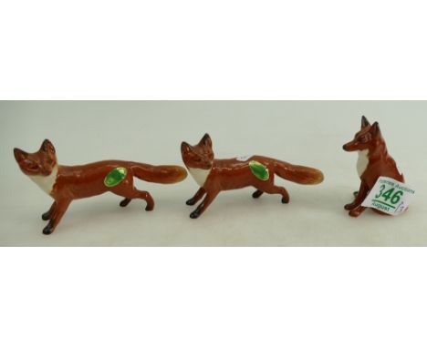 Beswick small Fox Standing 1440 x 2 and seated similar item 1748(3)