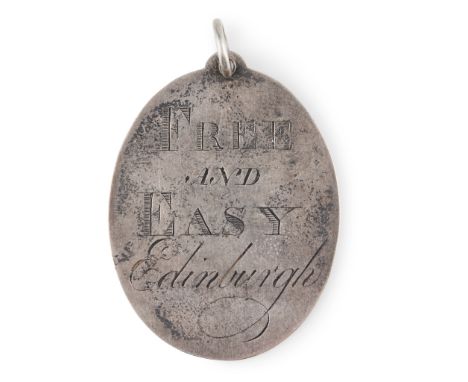 unmarked, an oval engraved silver admission ticket, rev. crest, named (Wa Williamson Admitted 26 Jan 1786), with integral sus