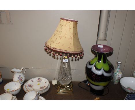 A Waterford crystal table lamp and shade AF&nbsp;