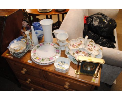 A Portmeirion hors d'oeuvres dish; Royal Worcester cake plates; a blue and white ginger jar; a Mella ware jug; a Royal Doulto