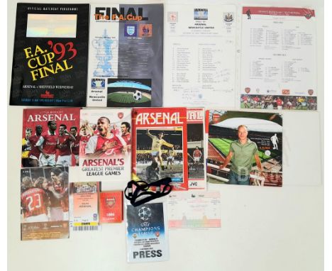 Arsenal programmes from the 1980's/90's/2000's, including the 1993 FA Cup final v Sheff Weds; the 1998 FA Cup final v Newcast