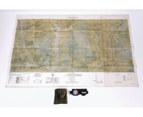 A Vietnam War Era 1966 Dated US Army Jungle Map and 1966 Dated Compass made by the Union Instrument Corp. 