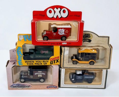 5x various die-cast model cars and vehicles in their original packaging, see photos for condition. 