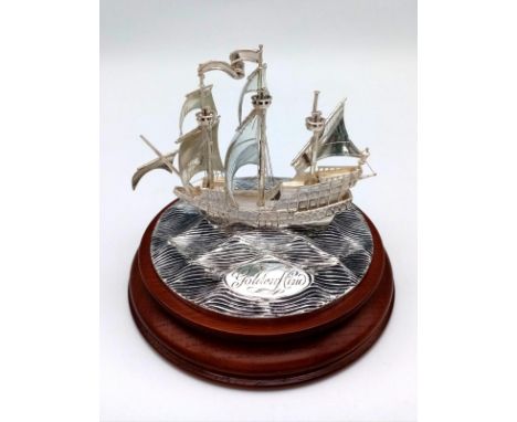 A Rare, Excellent Condition, Hand Crafted Limited Edition (No.28 of only 250 made), Sterling Silver Model of Sir Francis Drak