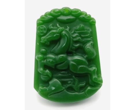 A Chinese Green Jade Decorative Horse Pendant. 4.5cm x 3cm 