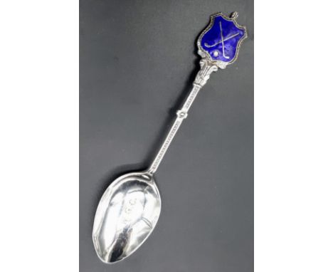 A vintage sterling silver tea spoon with Enamel on handle and nicely designed on thread. Full hallmarks Birmingham, 1970. Tot