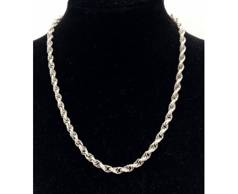 A vintage sterling silver twisted interlock link necklace. Total weight 12.12G. Total length 40cm.