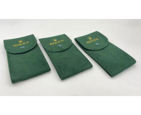 Three ROLEX service pocket pouches ideal for traveling or protecting your valuable watch when not in use.Dimensions: 13 x 7 c