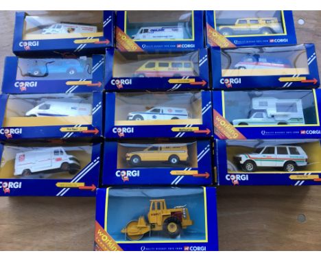 Corgi toys boxed diecast vehicles including Ford Transit, Ford Escort, Land Rover etc