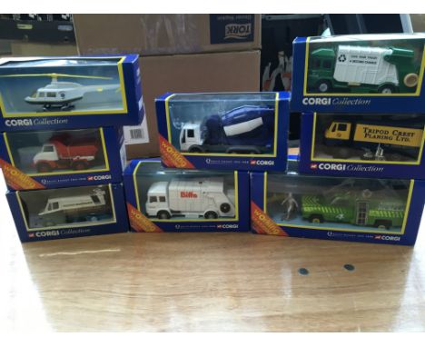 Corgi toys boxed diecast vehicles including Dustcarts, cement mixer etc