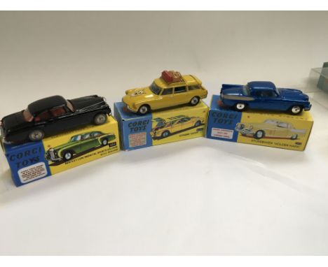 Corgi toys boxed diecast including Bentley continental sports saloon 224, Citroen safari 436, Stuebaker golden hawk 2115 all 