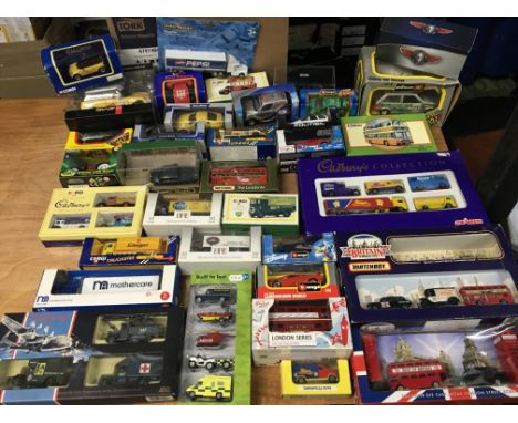 A collection of boxed diecast vehicles including Corgi , Matchbox, Majorette, Maisto etc