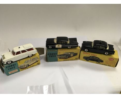 Corgi and Dinky boxed diecast including a dinky police patrol car 256, a corgi Chevrolet state patrol 223 and a corgi Ford Ze