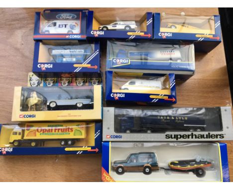 Corgi toys boxed diecast vehicles including Ford Thunderbird and Marilyn Monroe, Superhaulers, etc