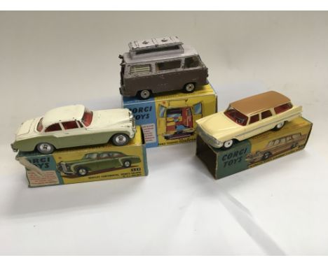 Corgi toys boxed diecast including Bentley continental sports saloon 224, Plymouth sports station wagon 249, Ford Thames Airb