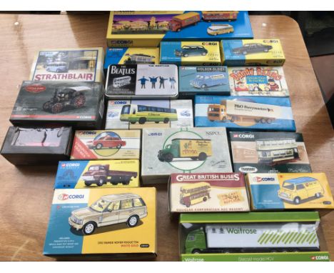 Corgi toys boxed diecast vehicles including a Range Rover , Trams, Bedford Van etc