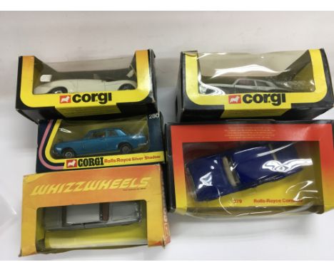 Corgi toys boxed diecast including a Rolls Royce 499, Rolls Royce cornich 279, Rolls Royce silver shadow 280, whizzwheels sil