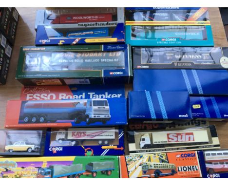 A collection of boxed diecast haulage vehicles including corgi etc