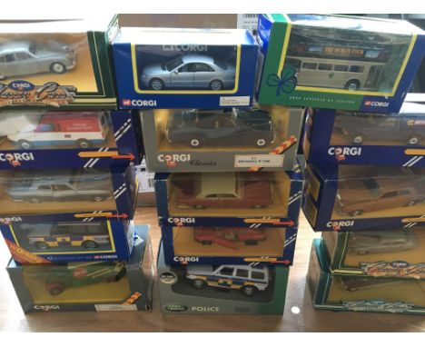 Corgi toys boxed diecast vehicles including Rolls Royce, police vehicles, Ford Escort vans etc