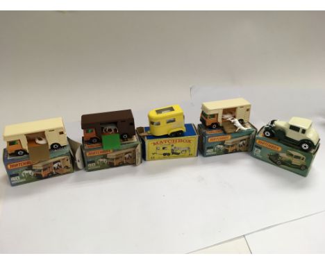 Matchbox boxed Diecast including a Horsebox x3 40, Pony trailer 43 and a model A Ford 73