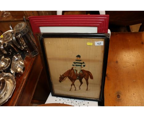 A framed and glazed print of a jockey; a framed and glazed print "The Cockney Sportsman And His Hired Mount From The Horses P