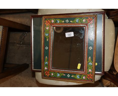 A floral painted wall mirror and a print 
