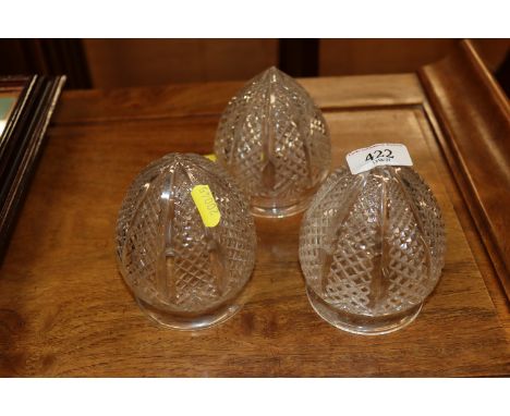 Three cut glass light shades 