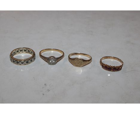 A 9ct gold ring approx. weight 1.5g size R, a 9ct white &amp; yellow gold eternity ring set with white stones approx. weight 
