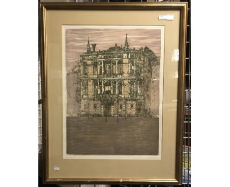 RICHARD BEER SIGNED LITHOGRAPH VENICE SCENE - NO 6 OF 100 - 62CM X 46CM INNER FRAME - GOOD CONDITION