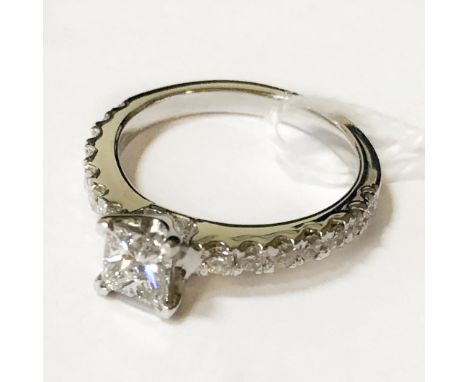 PLATINUM &amp; DIAMOND RING - TOTAL 1 CARAT - RING SIZE J