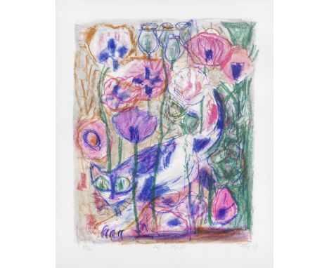 OTTO DIX (1891-1969)Katze im Mohnfeld, 1968 signed, titled, dated and numbered 58/90 in pencillithograph in coloursSheet 68.5
