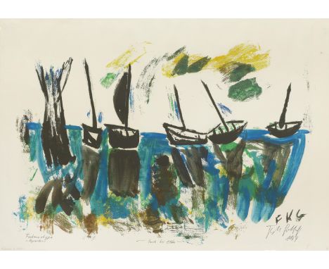 FRIEDRICH KARL GOTSCH (1900-1984)Boote bei Ebbe signed with the artist's initials 'FKG' (lower right) and further signed, ins