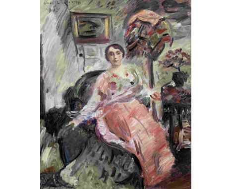 LOVIS CORINTH (1858-1925)Dame im Salon signed and dated 'Lovis Corinth 1917' (upper left)oil on canvas100 x 80cm (39 3/8 x 31