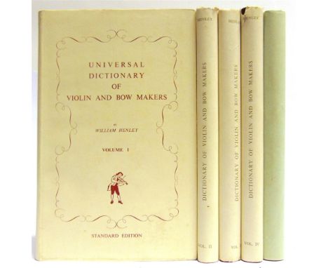 [ANTIQUES &amp; COLLECTING]. VIOLINS  Henley, William. Universal Dictionary of Violin and Bow Makers, Volumes I-V, all first 