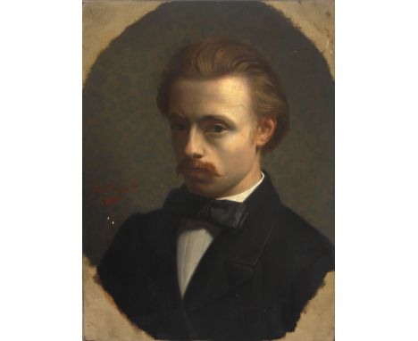 Johannes Hendrik Veldhuijzen (1831-1910) Self portrait. Signed and dated center left. Annotated verso: 'Joh. Hendr. Veldhuijz