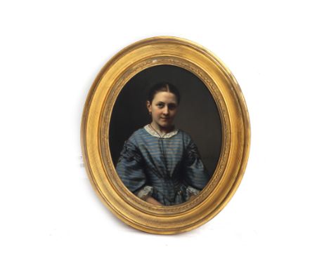 Jan Hendrick Neuman (1819 - 1898)&nbsp;An oval portrait of a girl, Johanna Cornelia van Daalen, signed c.r., oil on panel.&nb