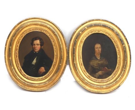 P. Veldhuijzen (1806 - 1841) A selfportrait, together with a portrait of a lady, presumably the mother of the painter. Olieve