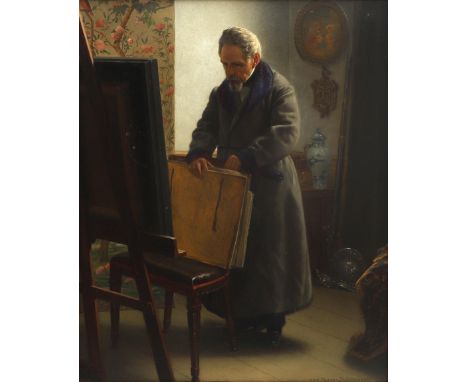 Johannes Hendrik Veldhuijzen (1831-1910) Self portrait. Signed bottom right. Exhibited in Kustmuseum The Hague (Gemeentemuseu
