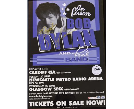 Autograph - Bob Dylan Signed Poster in ink to the front, framed measures 33x46cm approx.